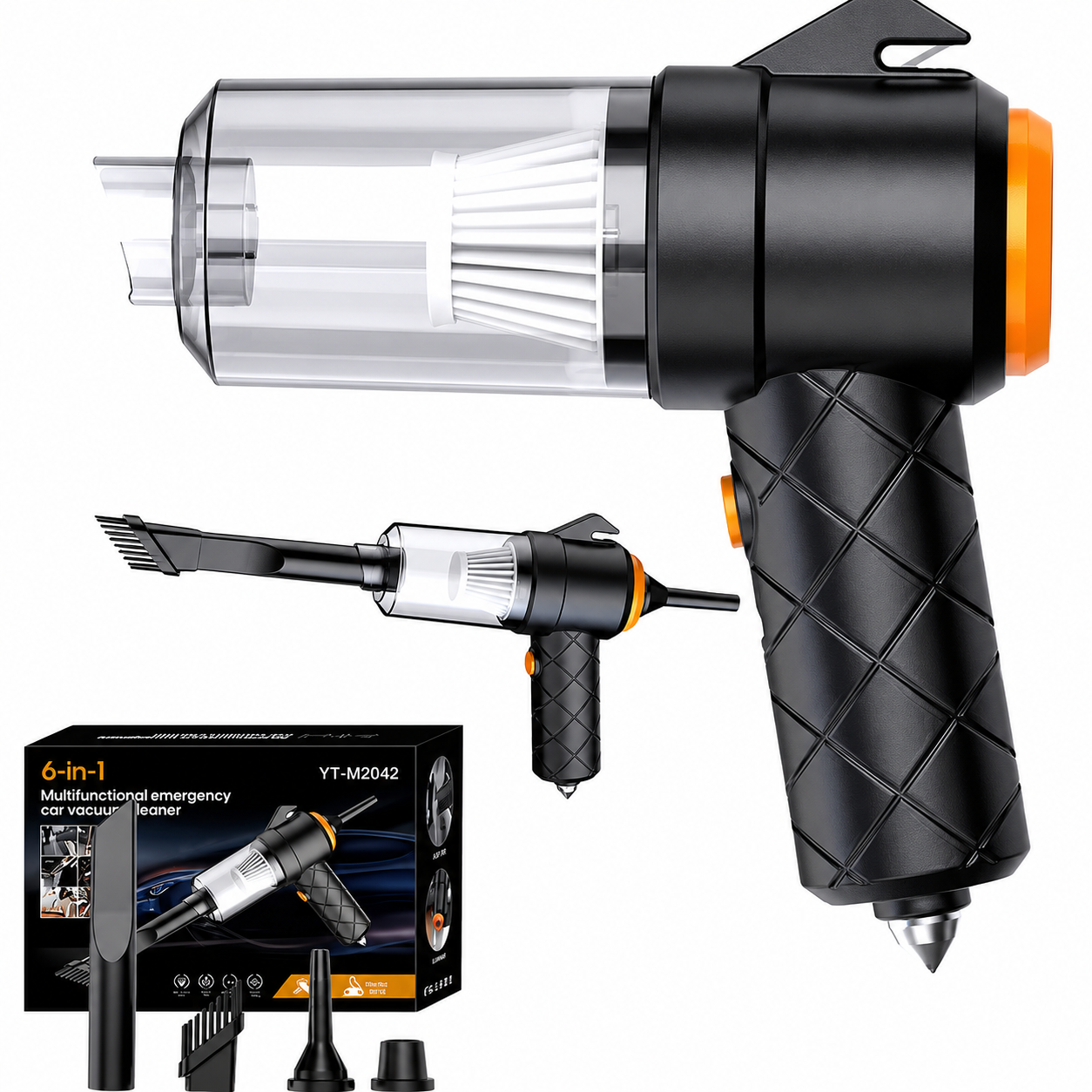 ASPIRADORA INALAMBRICA PARA AUTO 6 EN 1 PORTARIL + CABLE USB
