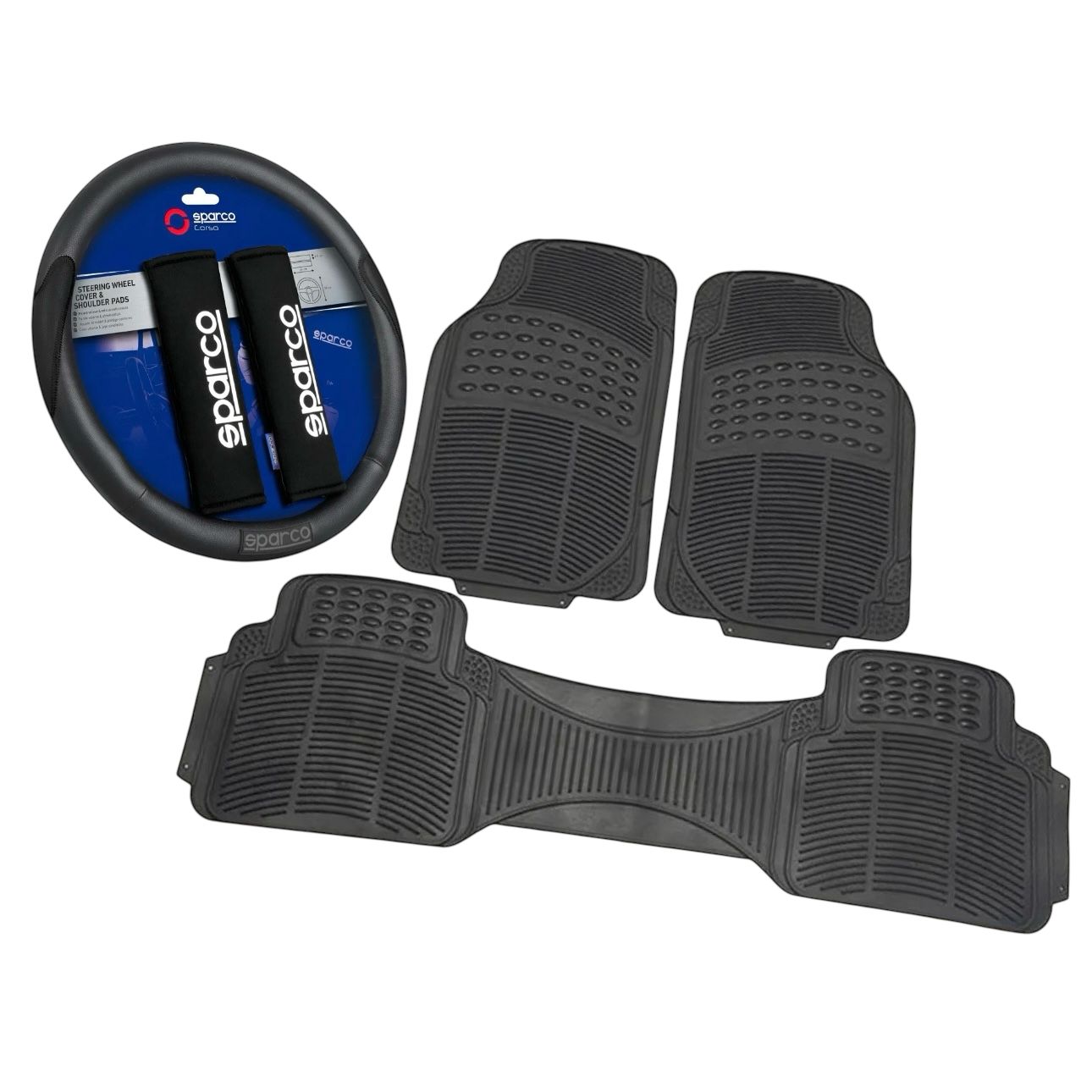 Alfombras 3 piezas + cubre volante y cubre cinto Sparco