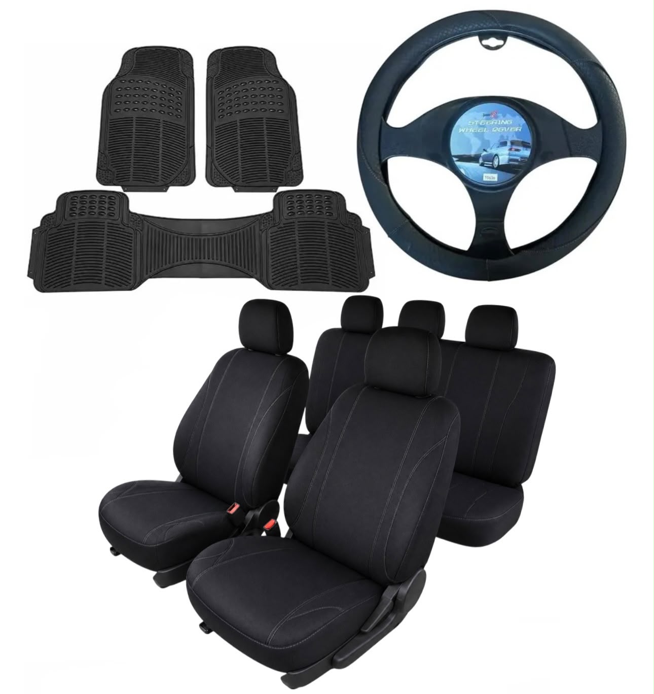 Juego Cubreasiento 9pcs + Alfombras + Cubre Volante 3 En 1