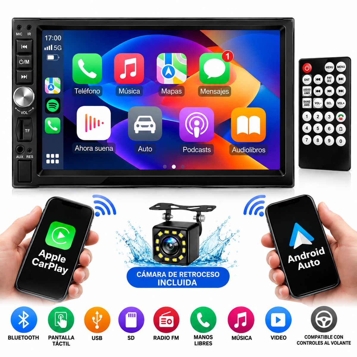 Radio Multimedia 7 Pulgadas Android Wifi + Cámara - Wifi Negro