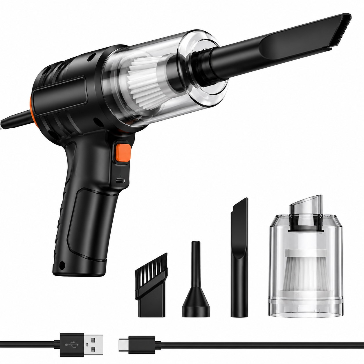 ASPIRADORA INALAMBRICA PARA AUTO 6 EN 1 PORTARIL + CABLE USB