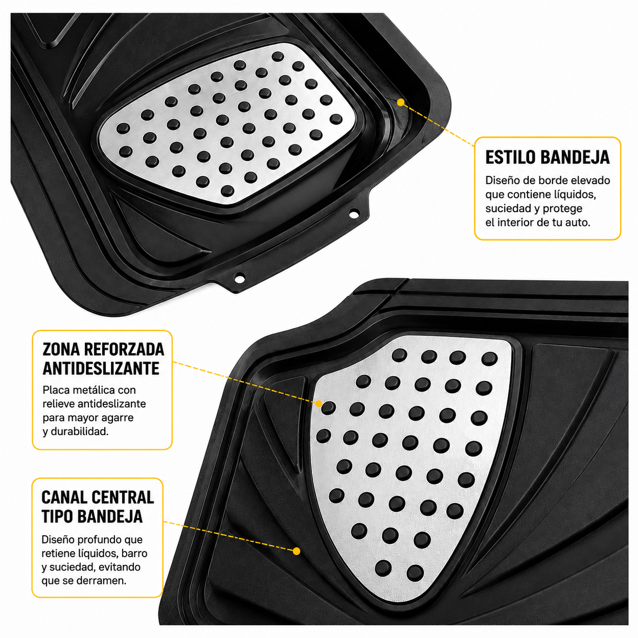 Alfombras Autos Universal 5 Piezas Negra Goma Reforzada