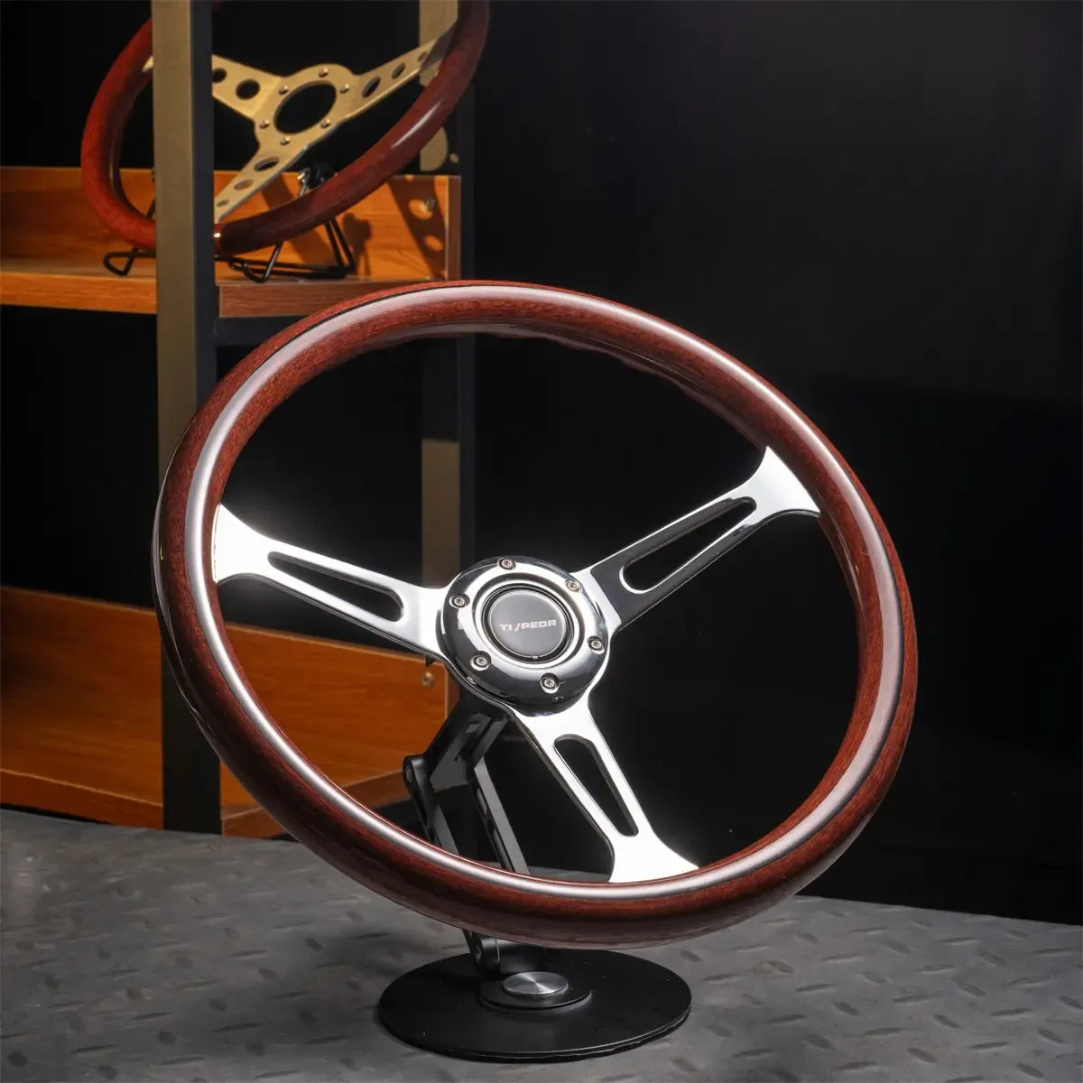 Volante Deportivo Diseño Símil Madera Clasico 375mm