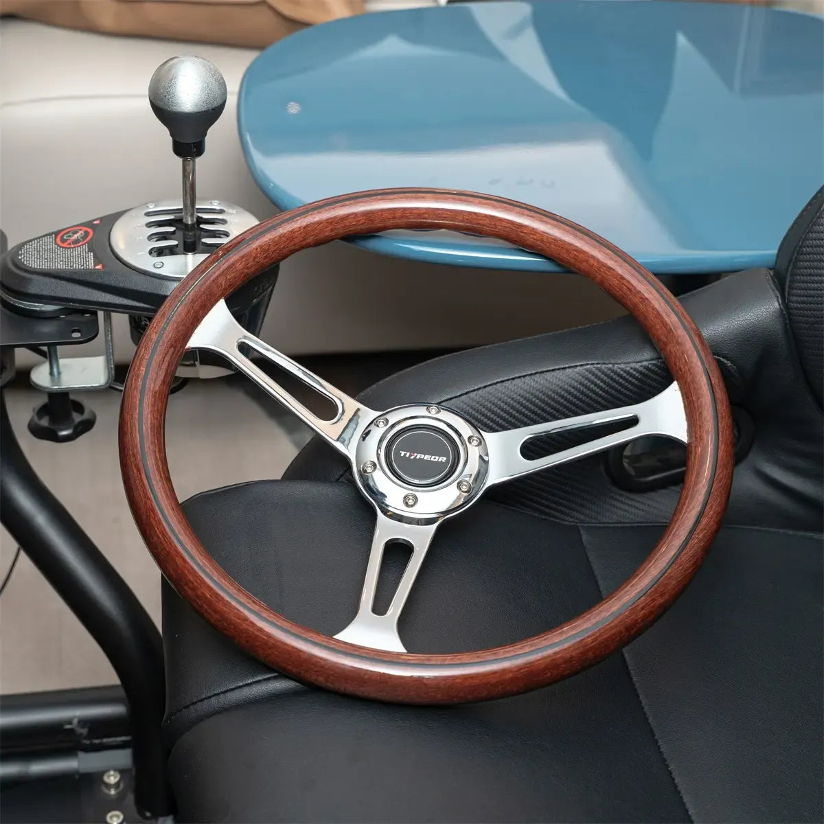 Volante Deportivo Diseño Símil Madera Clasico 375mm
