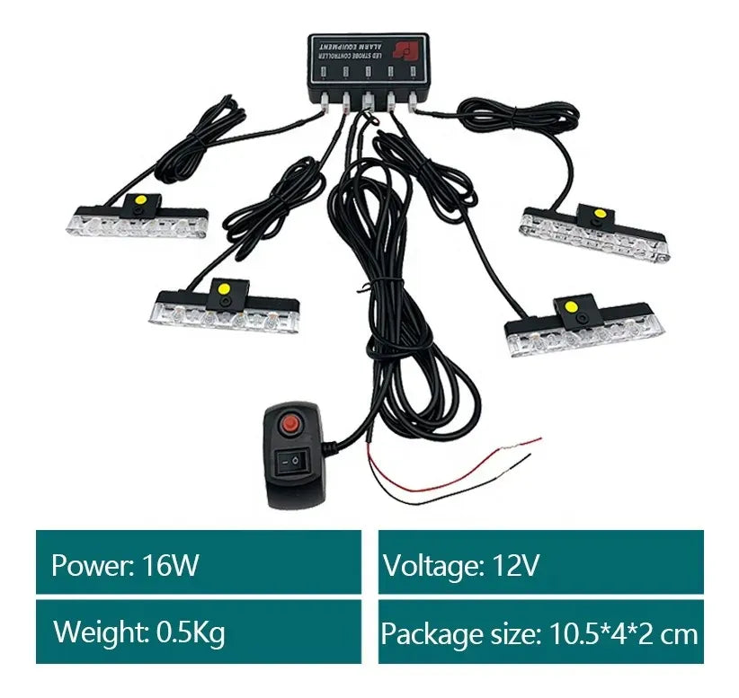 Rejilla Led Lampara Ámbar Para Camioneta Universal X4