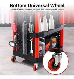 Carro mesa de taller con 3 estantes y accesorios