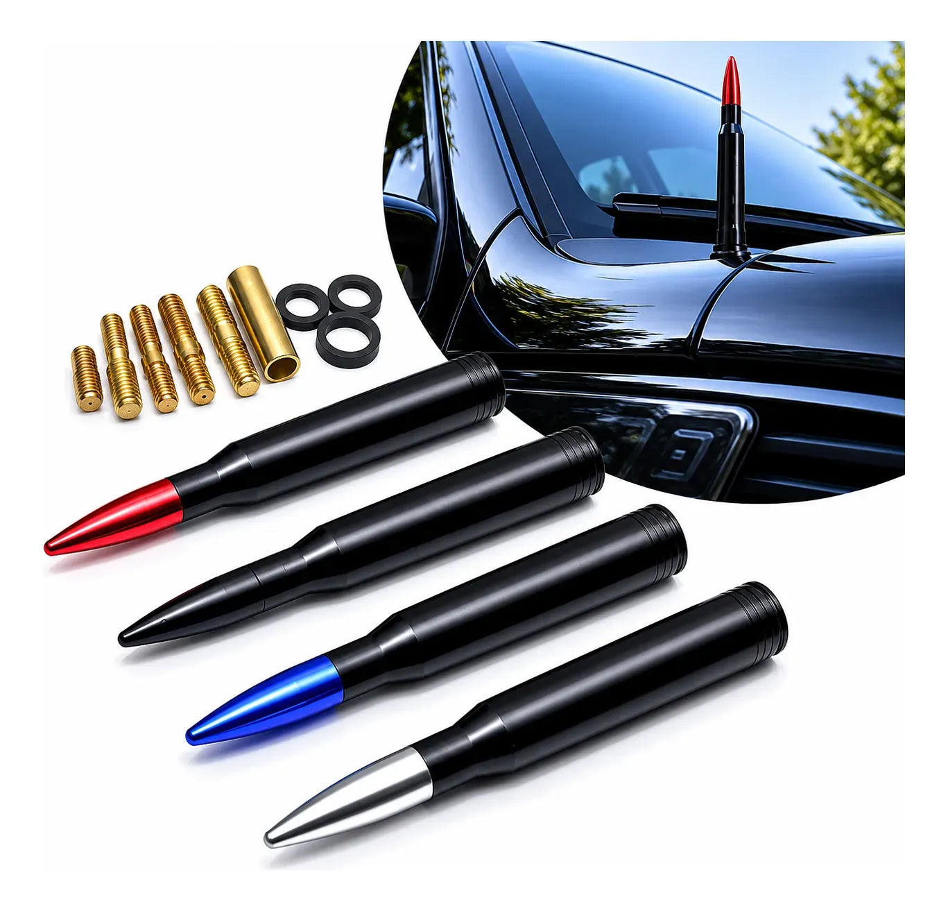 Antena Para Auto Formato Bala Con Adaptadores