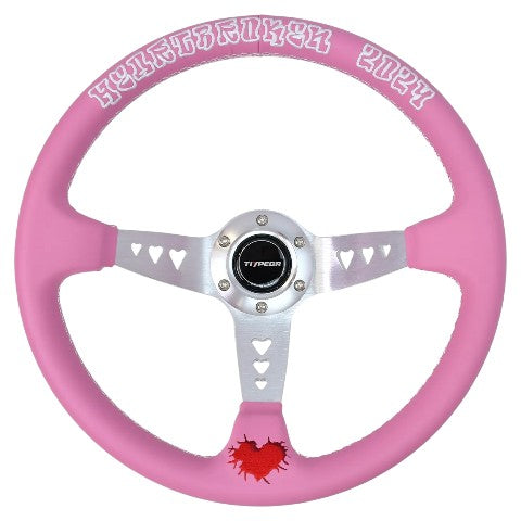 Volante Deportivo Diseño Universal Rosa 350mm