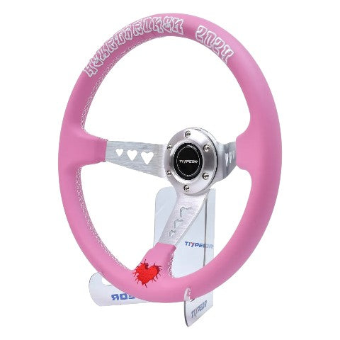 Volante Deportivo Diseño Universal Rosa 350mm