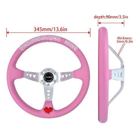 Volante Deportivo Diseño Universal Rosa 350mm