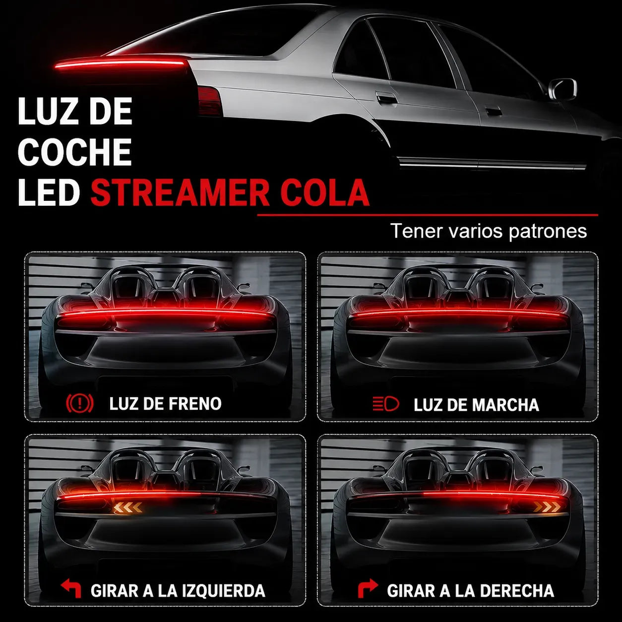 Aleron Goma Spoiler Led Luz Posición Freno Señalero