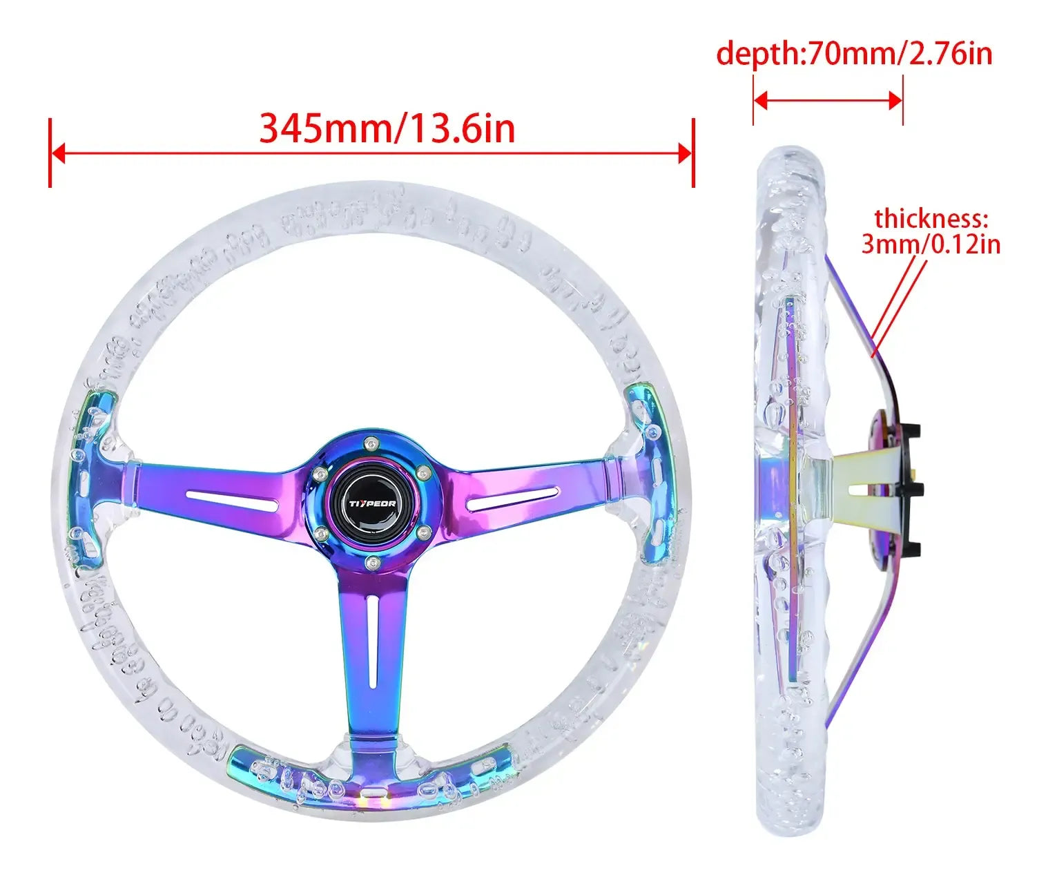 Volante Deportivo Diseño Tornasol 350mm
