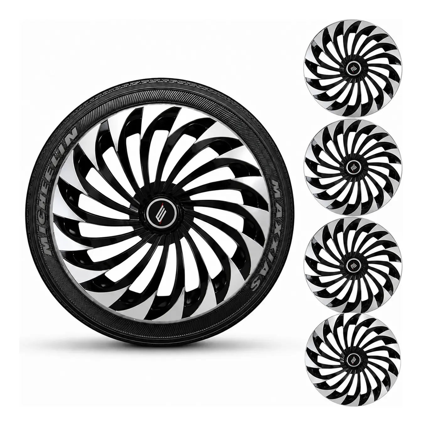 Tazas Twister Negro Y Cromo R13/R14/R15 x4