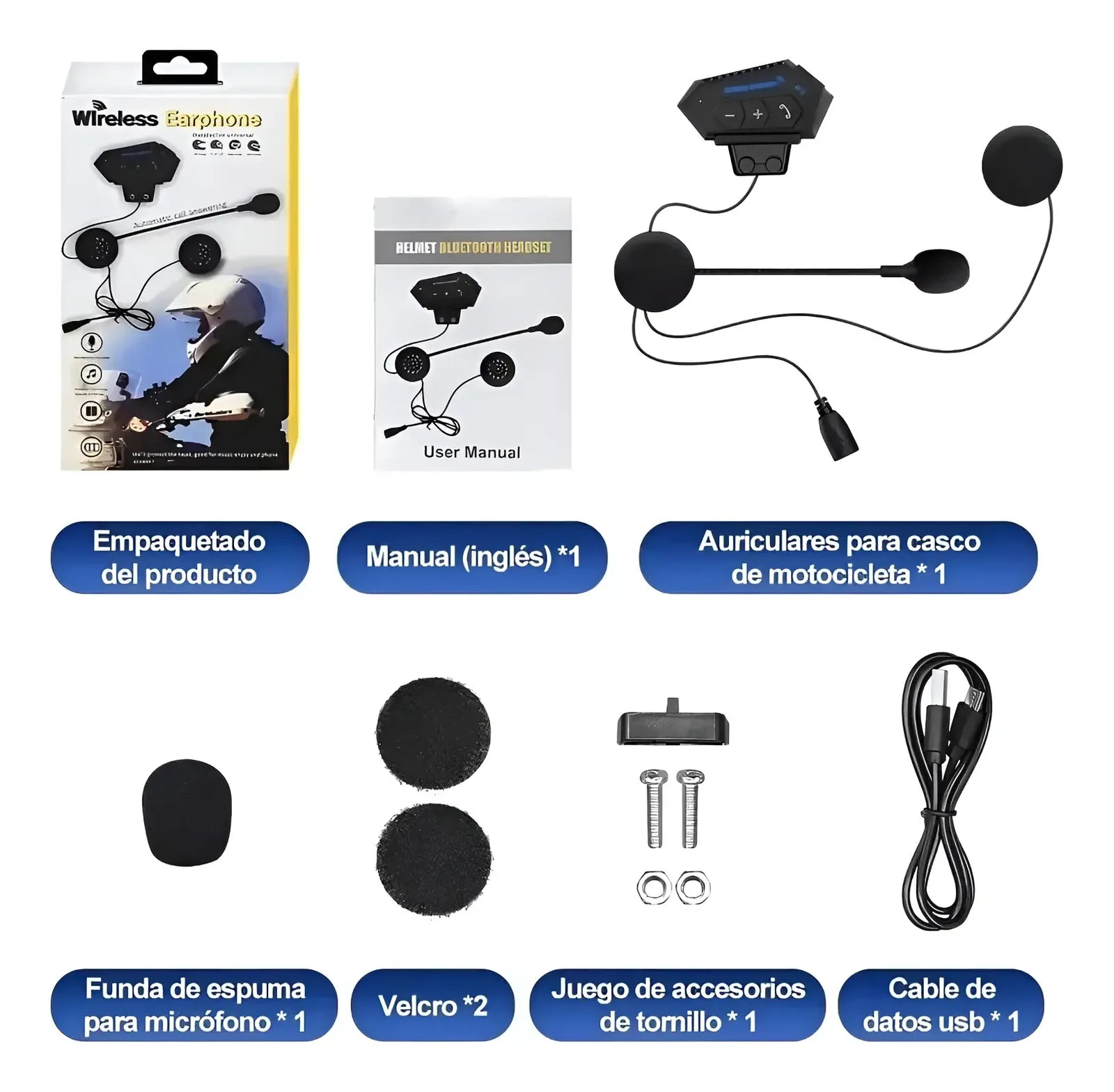 Intercomunicadores Bluetooth Para Casco De Moto C/ Micrófono