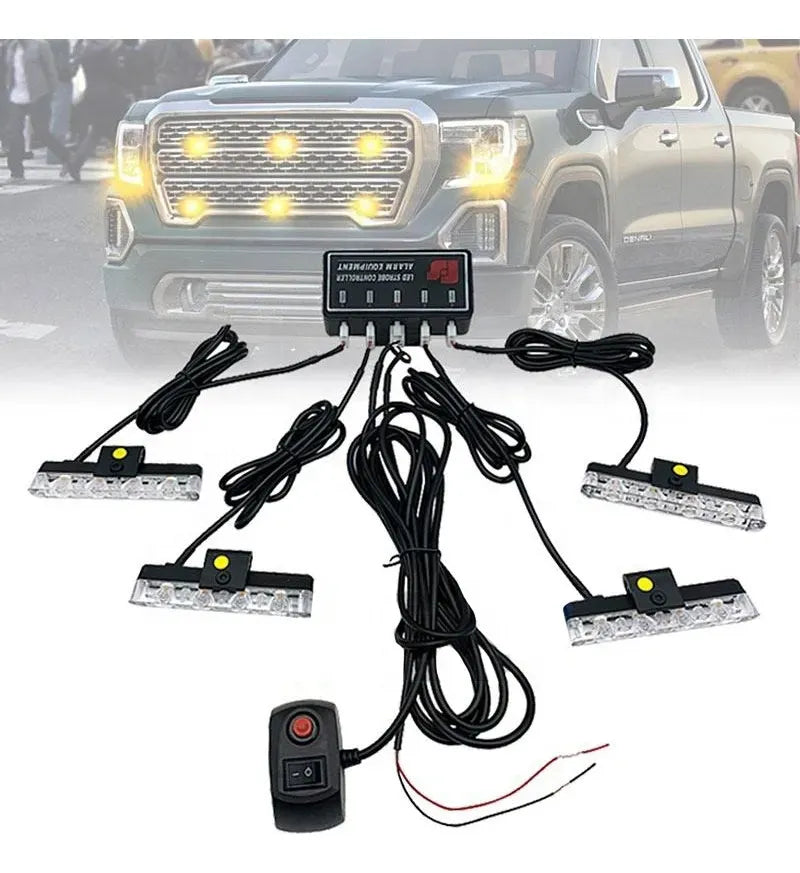 Rejilla Led Lampara Ámbar Para Camioneta Universal X4