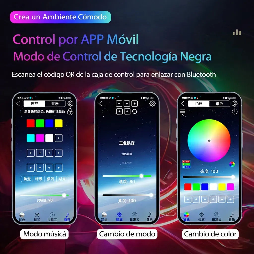 Luces Led Rgb 12v Interior Auto C/control Y Aplicación