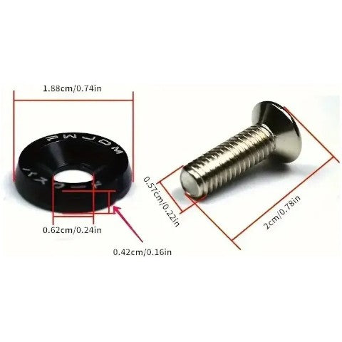 Set Arandelas Aluminio Con Tornillo 6mm Universal Set X10