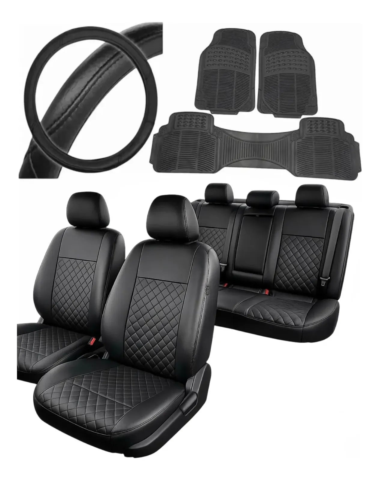 Combo Cubreasiento Eco Cuero + Alfombras + Cubre Volante