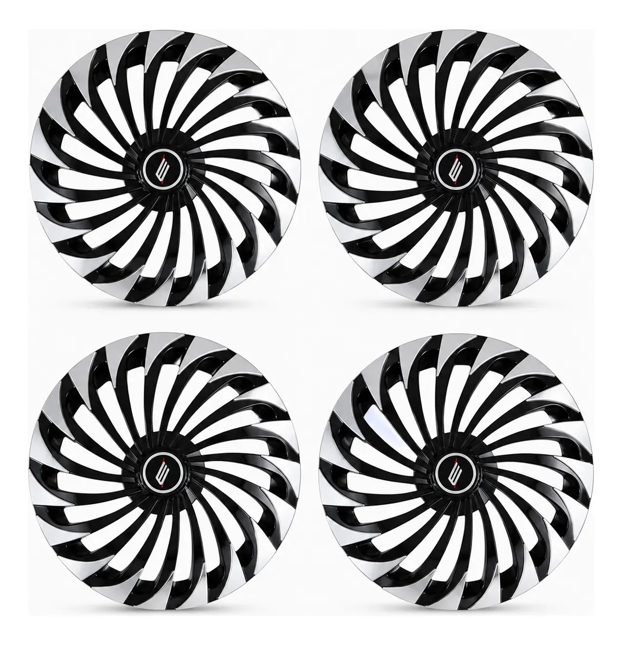 Tazas Twister Negro Y Cromo R13/R14/R15 x4