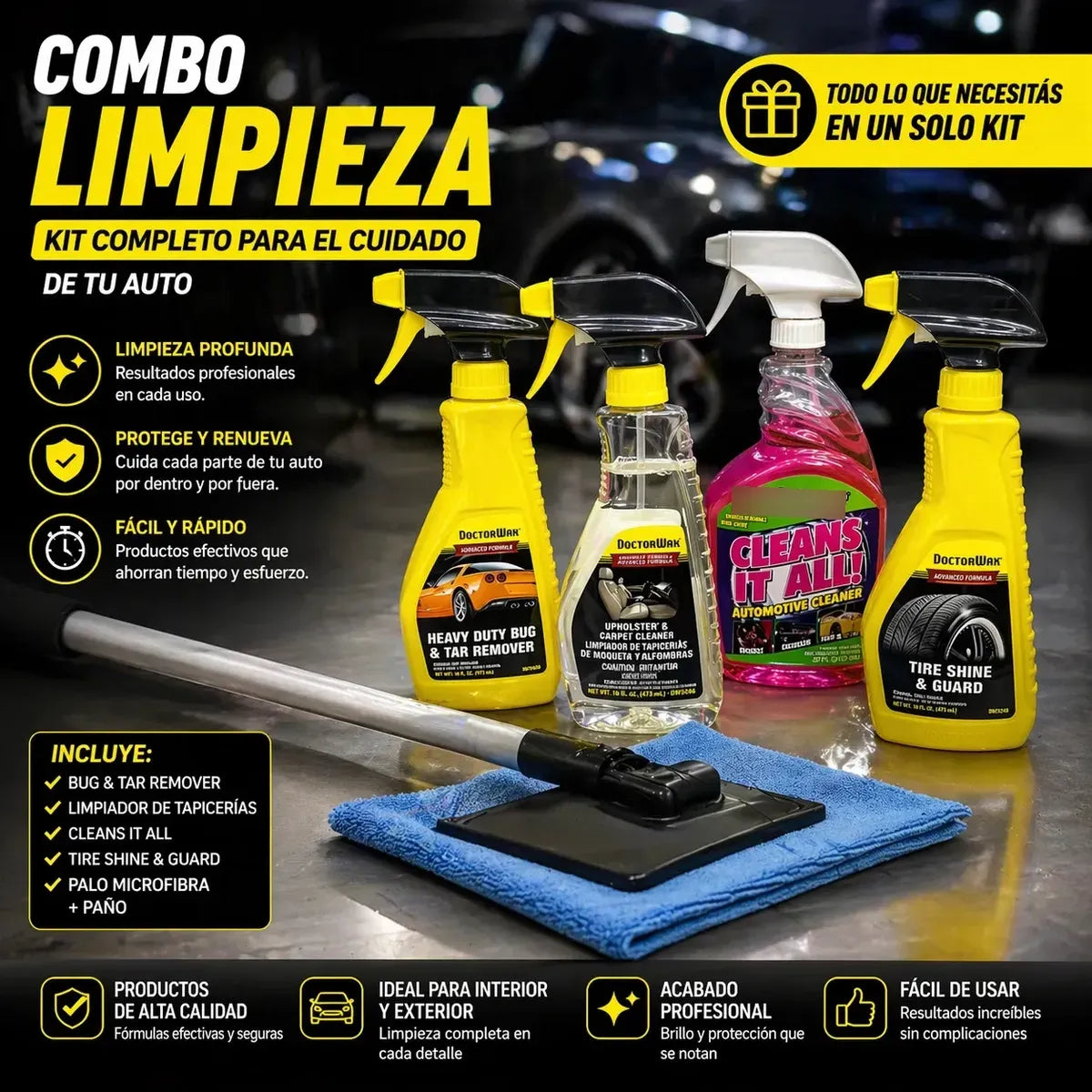Kit De Lavado Automotriz Doctor Wax Americano