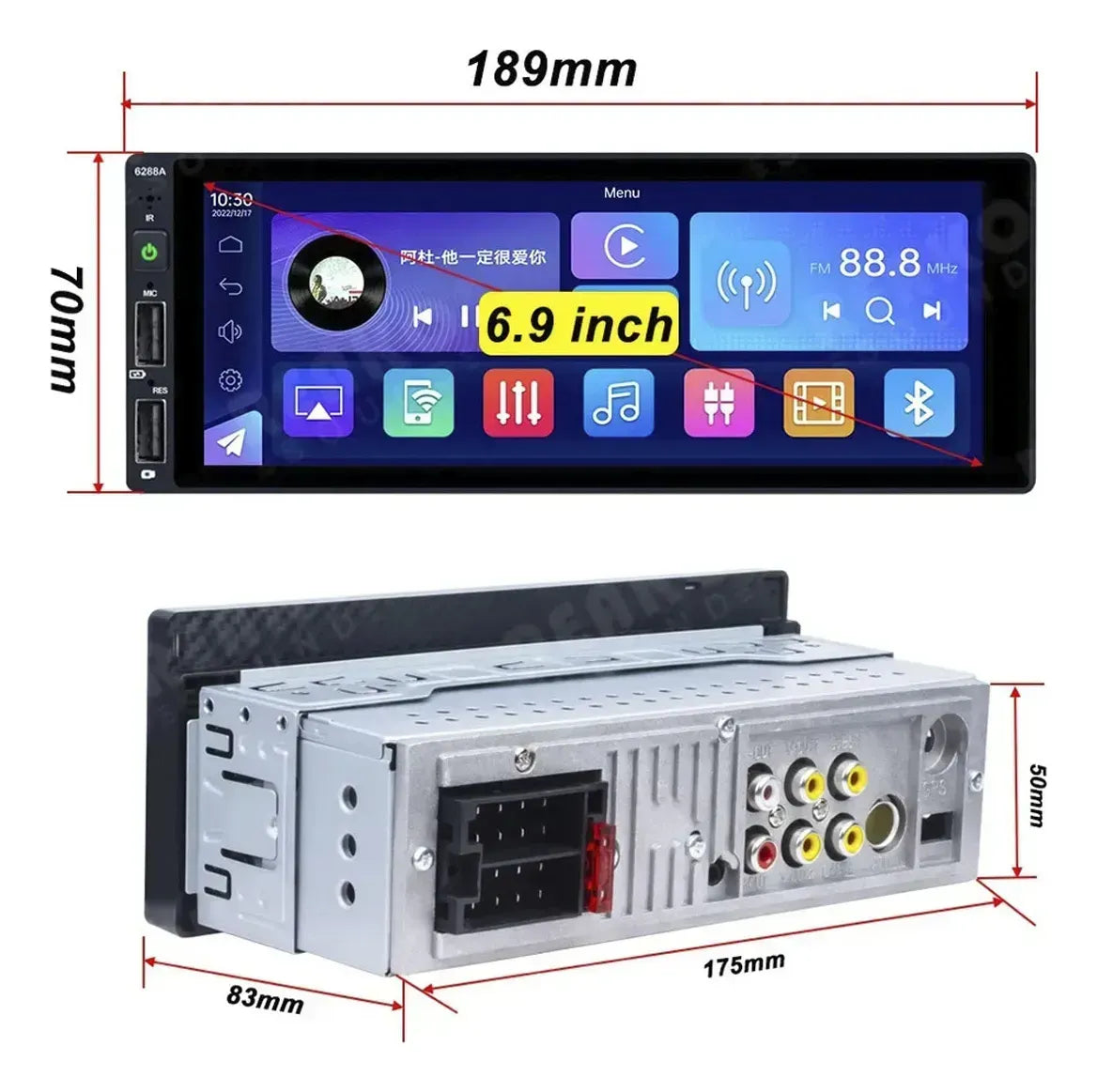 Radio Multimedia Con Pantalla 6 1 Din Carplay + Camara