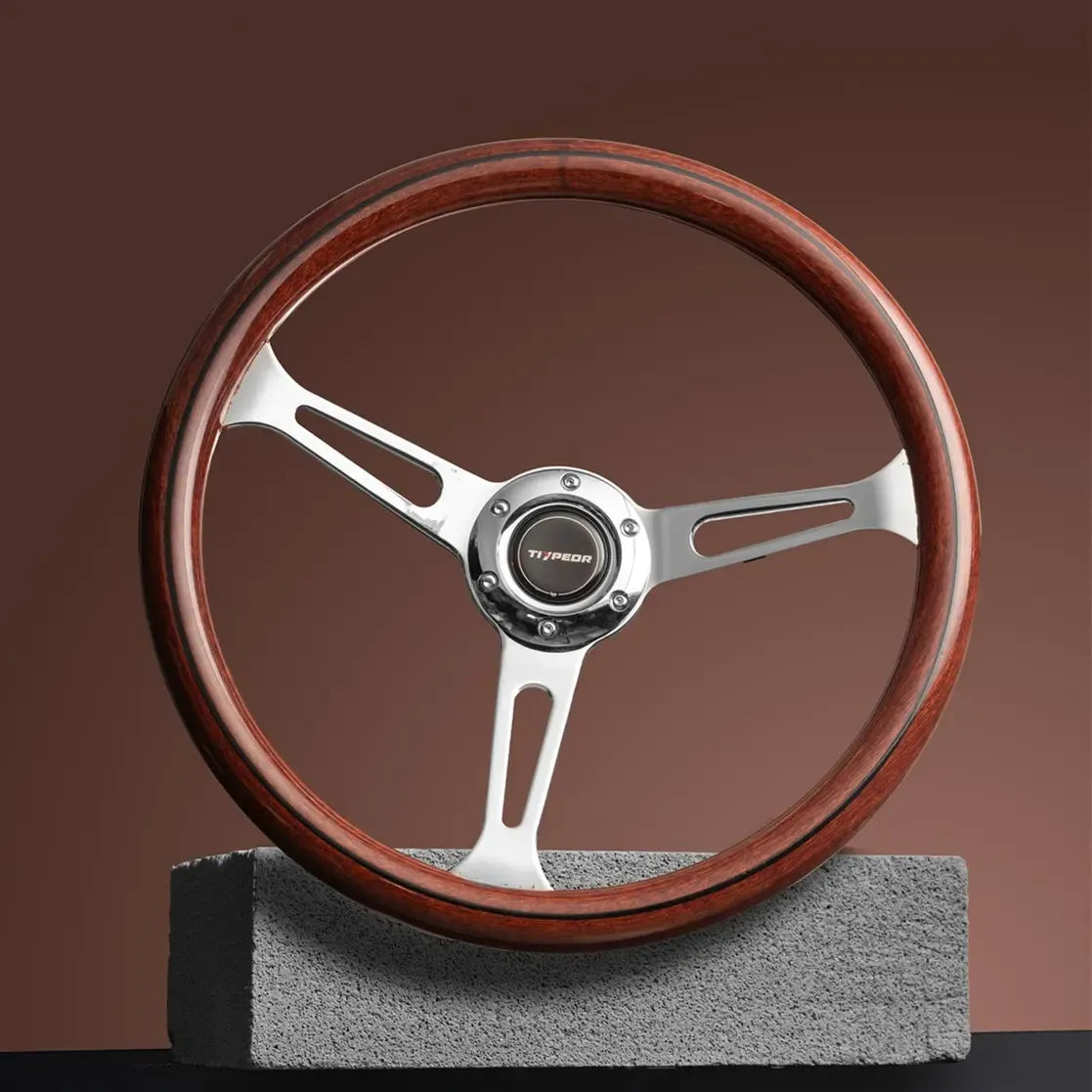 Volante Deportivo Diseño Símil Madera Clasico 375mm