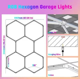Luz Led Hexagonal De Pared O Techo Detailing Rgb Control