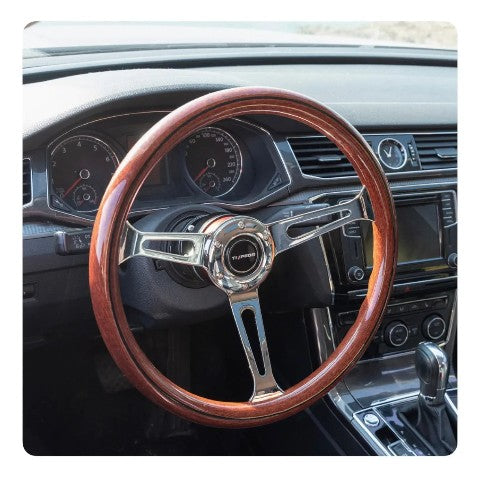 Volante Deportivo Diseño Símil Madera Clasico 375mm