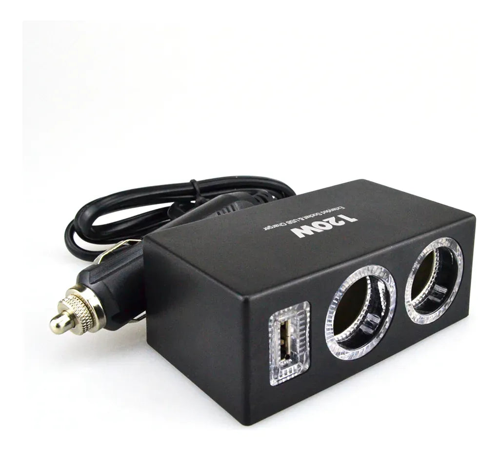 Adaptador Enchufe Encendedor Usb Para Auto 3 En 1