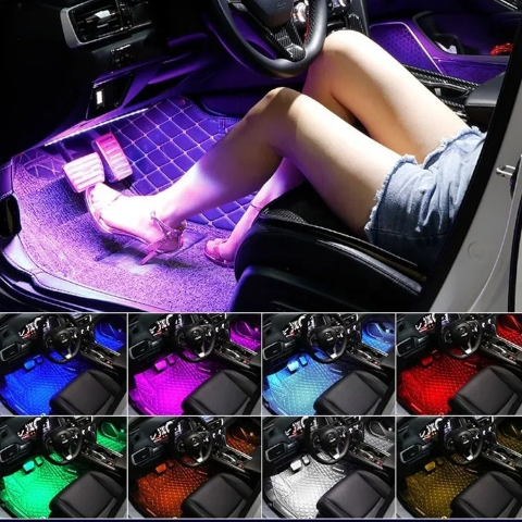 Kit Luces Led Auto Interior Rgb Colores Con Control