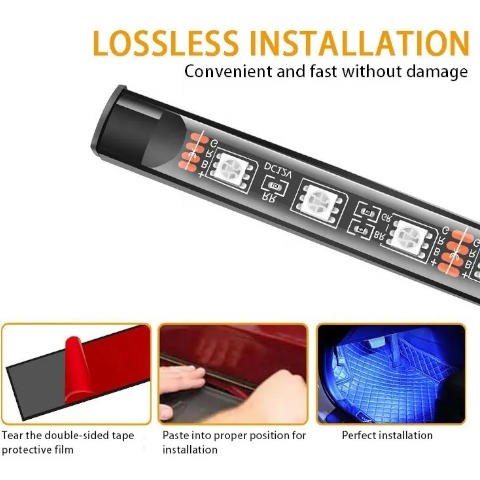 Kit Luces Led Auto Interior Rgb Colores Con Control