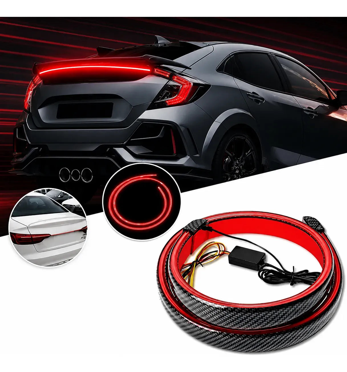 Aleron Goma Spoiler Led Luz Posición Freno Señalero