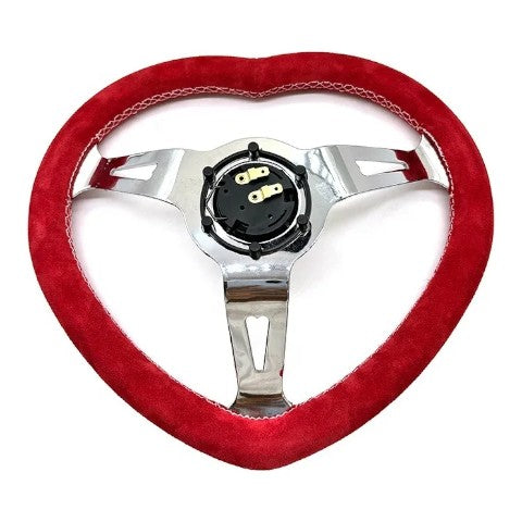 Volante Deportivo Diseño Corazon Gamuza