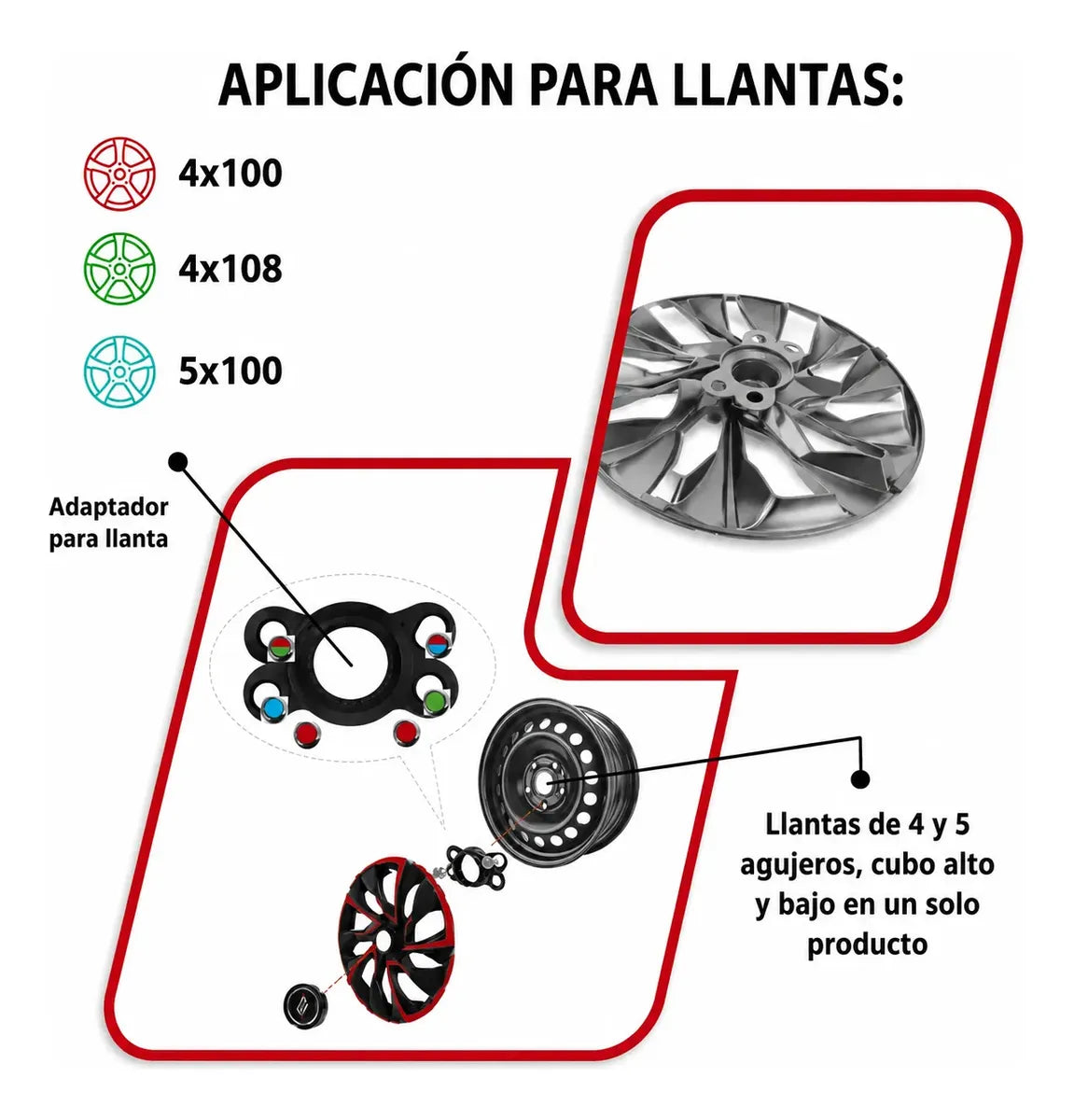 Tazas Rueda TRITON Cromo R13/R14 x4