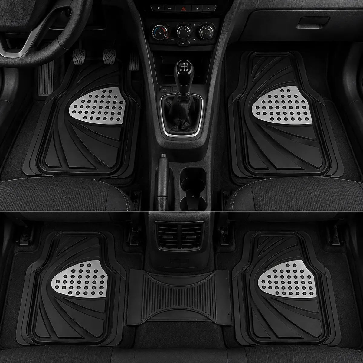 Alfombras Autos Universal 5 Piezas Negra Goma Reforzada