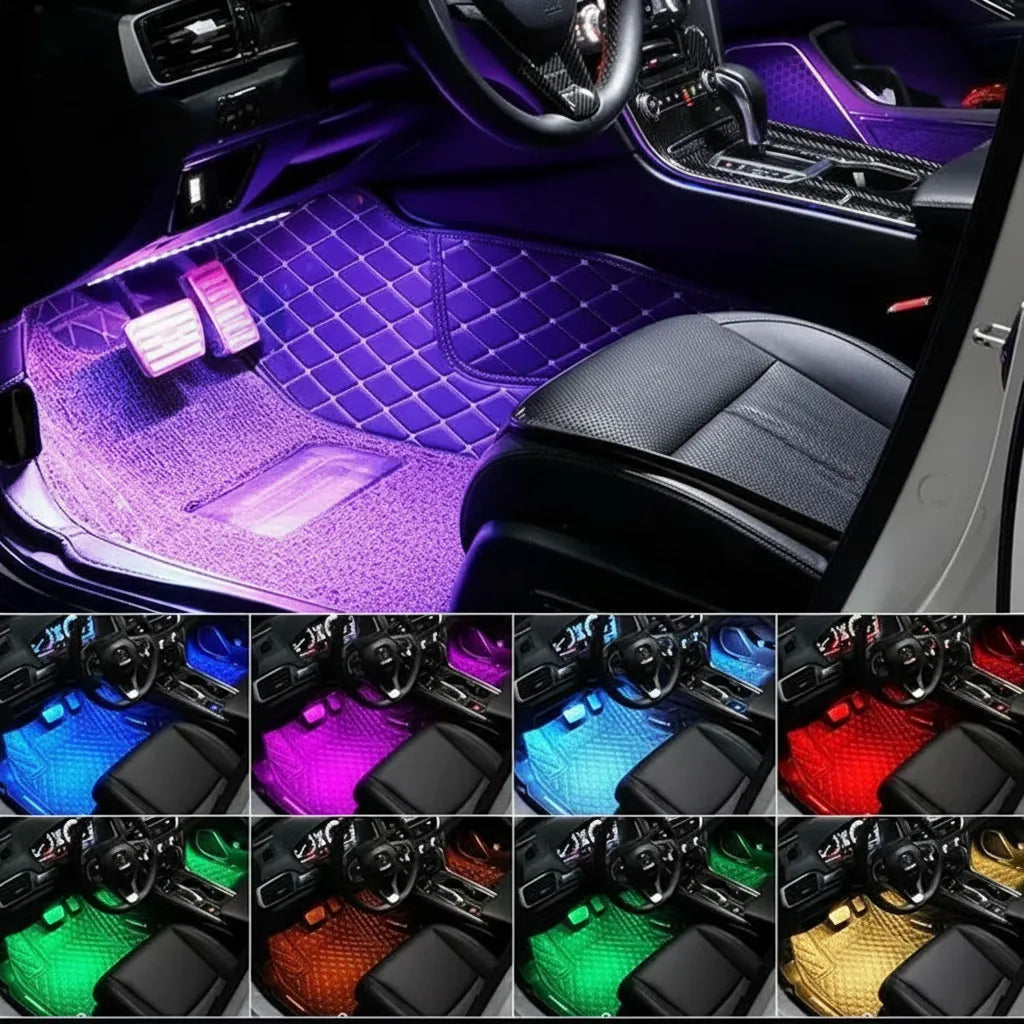 Kit Luces Led Auto Interior Rgb Colores Con Control