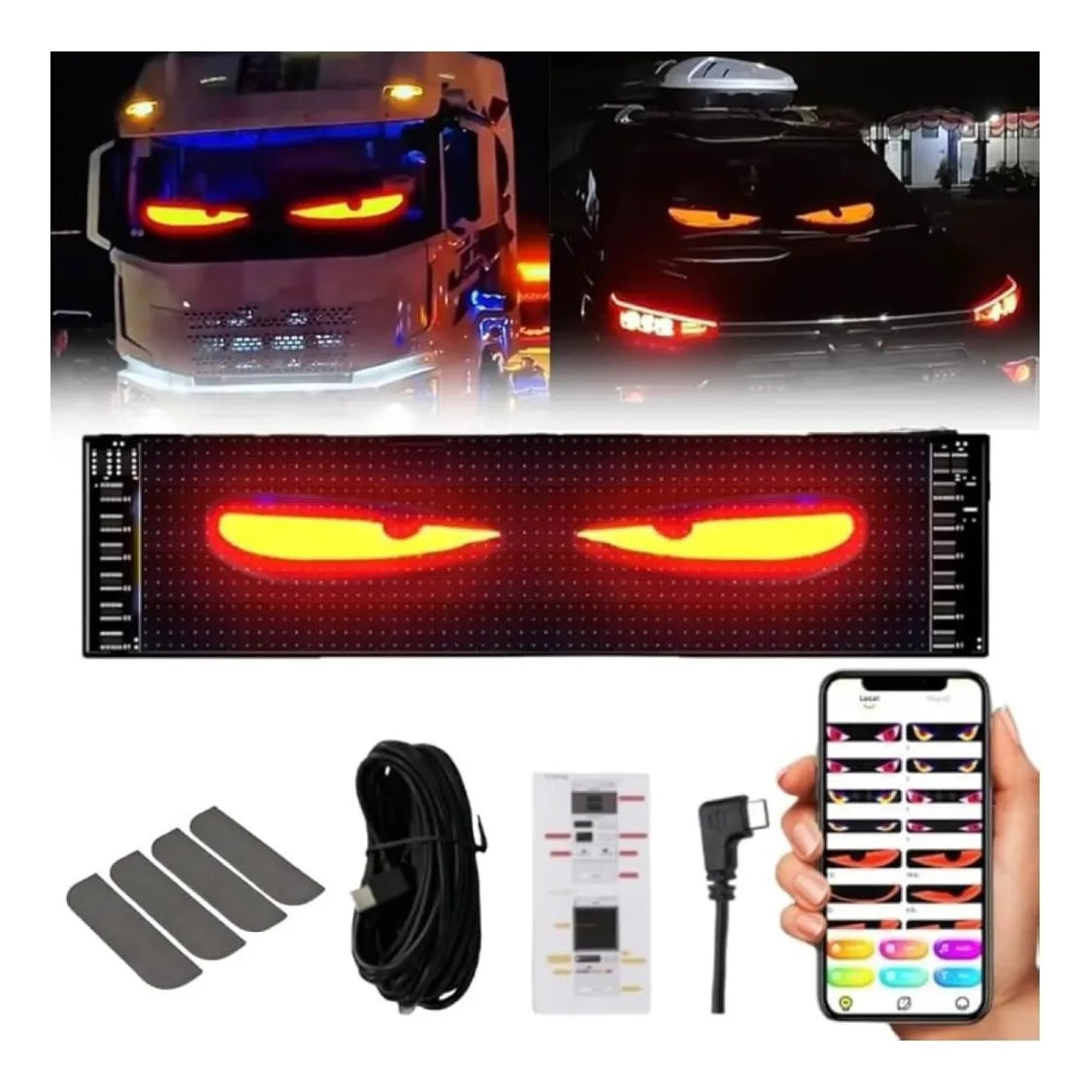 Panel Pantalla Led Programable 60x12cm Ojos Auto/ Camioneta