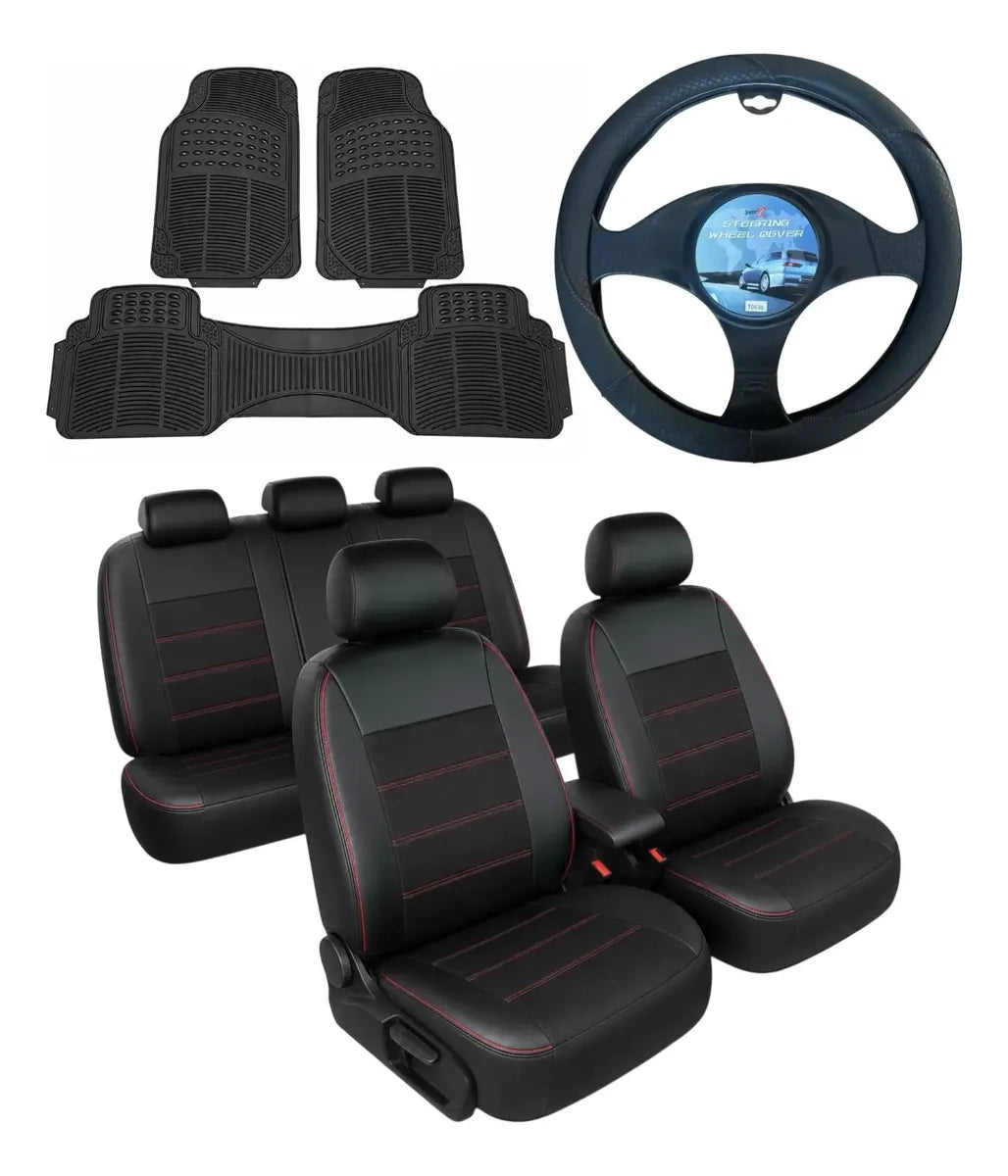 Combo Cubreasiento Eco Cuero + Alfombras + Cubre Volante