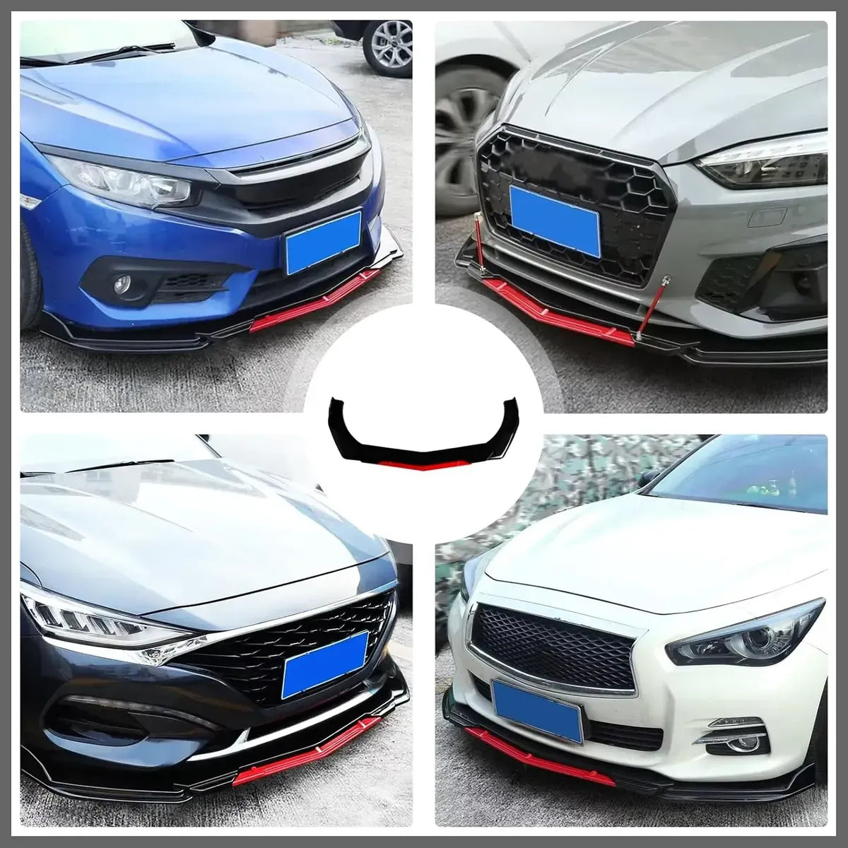 Spoiler Lip Bumper Delantero Universal Con Varillas Soporte