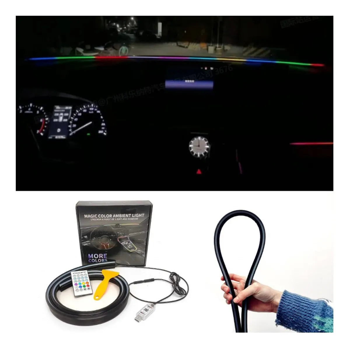 Tira Led RGB interior Para Parabrisas
