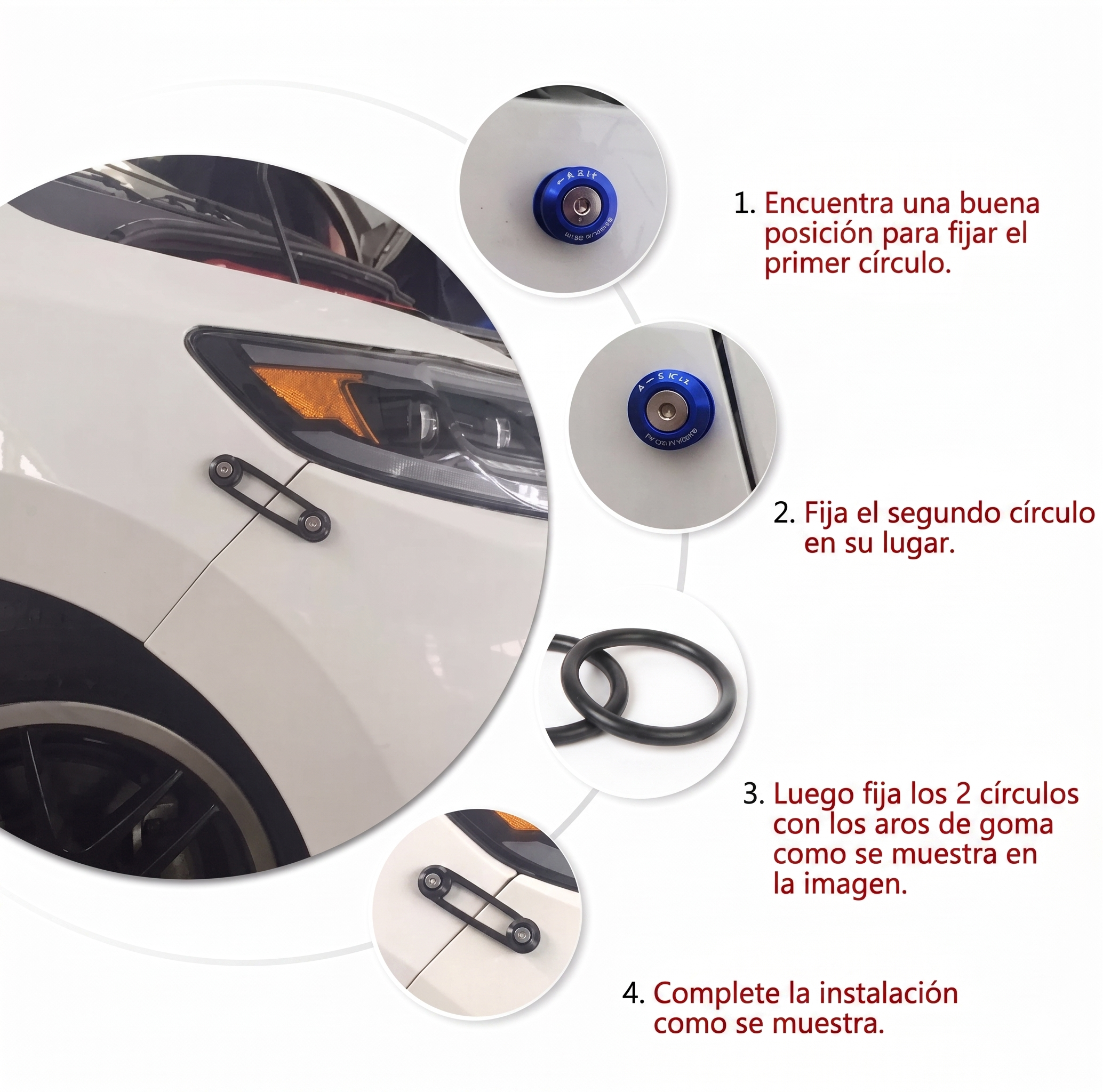 Ganchos Sujeta Puntas Paragolpes Tuning C/ Aro Goma Juego