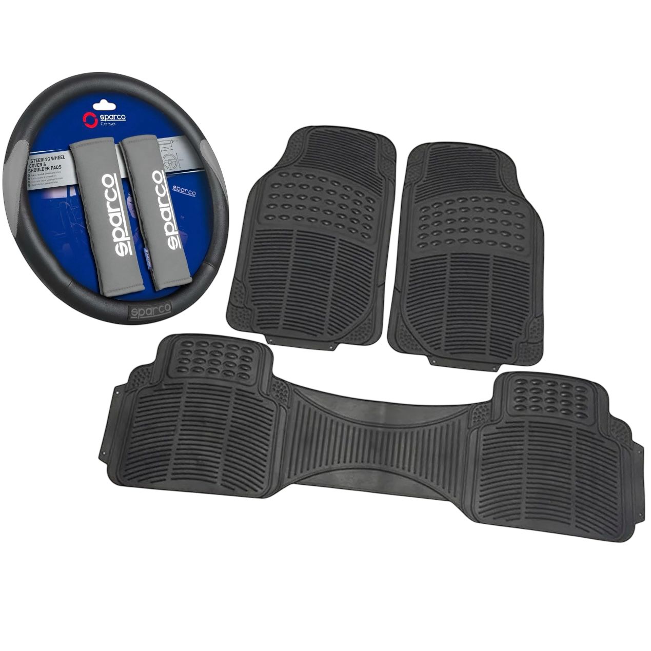 Alfombras 3 piezas + cubre volante y cubre cinto Sparco