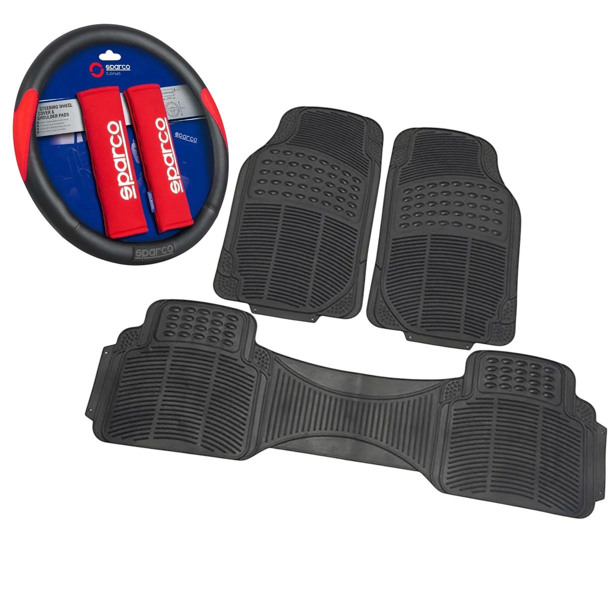 Alfombras 3 piezas + cubre volante y cubre cinto Sparco