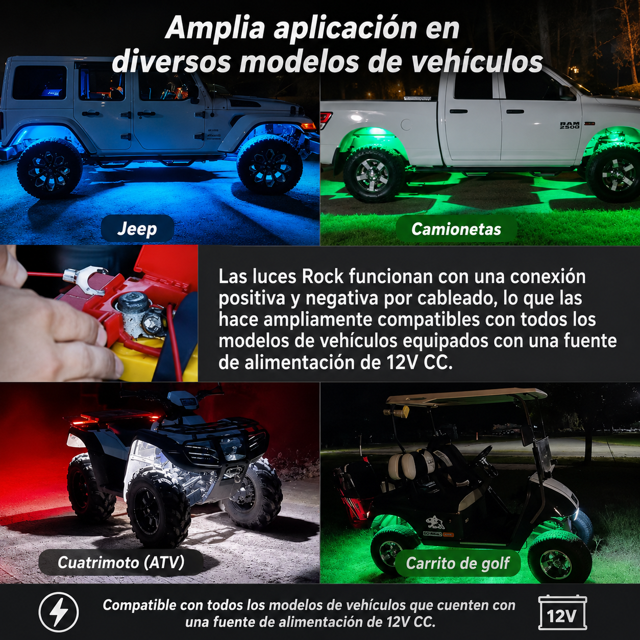 Luz Led Rgb Auto Exterior Inferior Con Control Y Aplicación