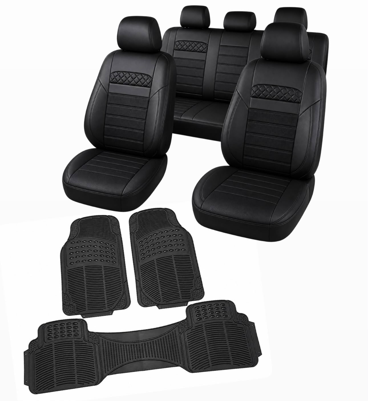 Juego Cubre Asiento Eco Cuero + Set Alfombras 100% Goma